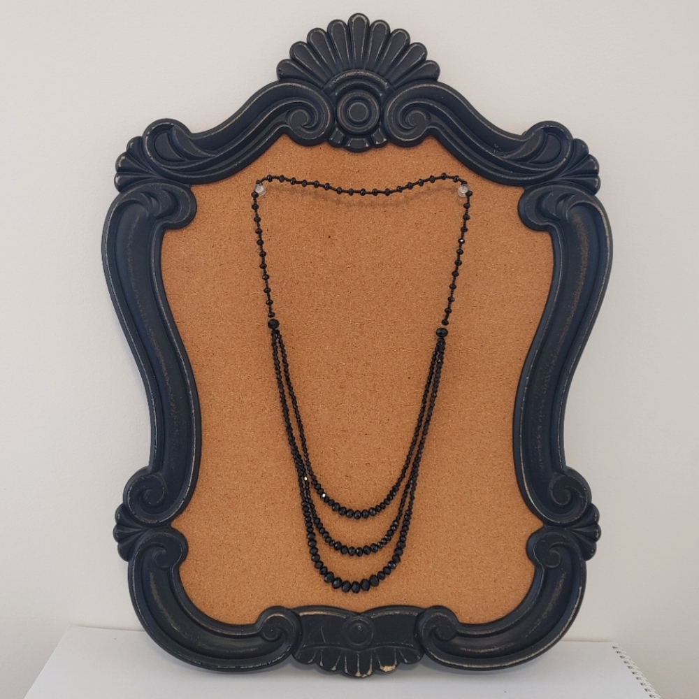 Black faceted bead necklace 3 tiers